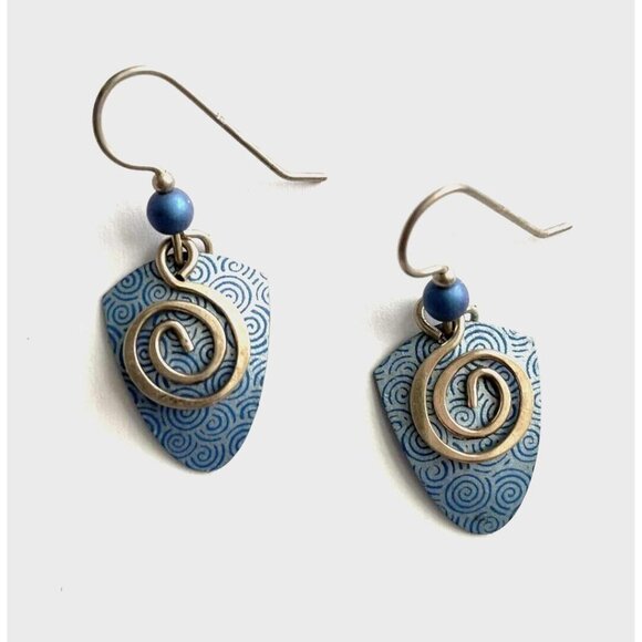 925 Sterling Silver Spiral Dangle Drop Earrings Hook Closure - Picture 2 of 5